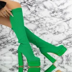 Női csizma sarkú és platform K2935 Zöld Fashion