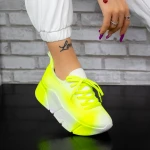Női tornacipő M086-C-4 Fehér-Fluoreszkáló sárga Seniorah