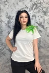 Női póló B787 Fehér-Zöld Emma Fashion