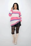 Női pulóver OP4 Fehér-Rózsaszín | Kikiriki