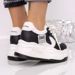 Pantofi Sport Dama cu Platforma 995-1 WHITE-BLACK | MEI