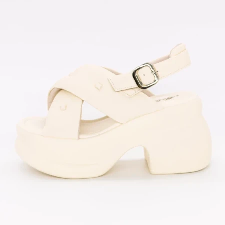 Sandale Dama cu Toc Gros si Platforma 072-5 BEIGE | MEI