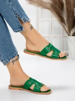 Papuci Dama cu Talpa Joasa 3AW307 GREEN | MEI