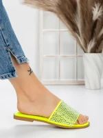 Papuci Dama cu Talpa Joasa 3AQ18 VERDE FLUORESCENT | MEI