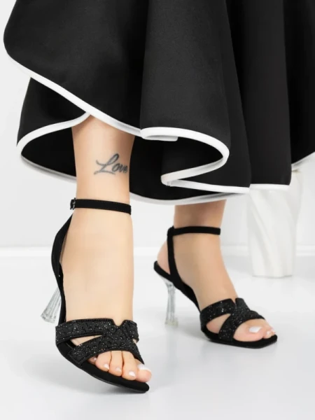 Sandale Dama cu Toc Subtire 5XKK21 BLACK | MEI