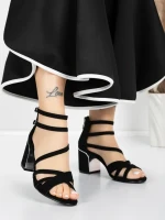 Sandale Dama cu Toc Gros 5XKK26 BLACK | MEI