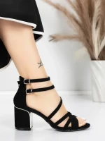 Sandale Dama cu Toc Gros 5XKK26 BLACK | MEI