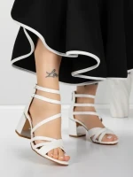 Sandale Dama cu Toc Gros 5XKK26 WHITE | MEI
