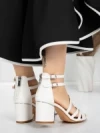 Sandale Dama cu Toc Gros 5XKK26 WHITE | MEI