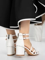 Sandale Dama cu Toc Gros 5XKK26 WHITE | MEI