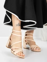 Sandale Dama cu Toc Gros 5XKK26 BEIGE | MEI