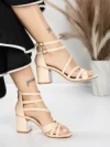 Sandale Dama cu Toc Gros 5XKK26 BEIGE | MEI