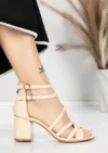 Sandale Dama cu Toc Gros 5XKK26 BEIGE | MEI