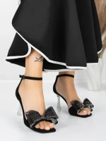 Sandale Dama cu Toc Subtire 5XKK22 BLACK | MEI