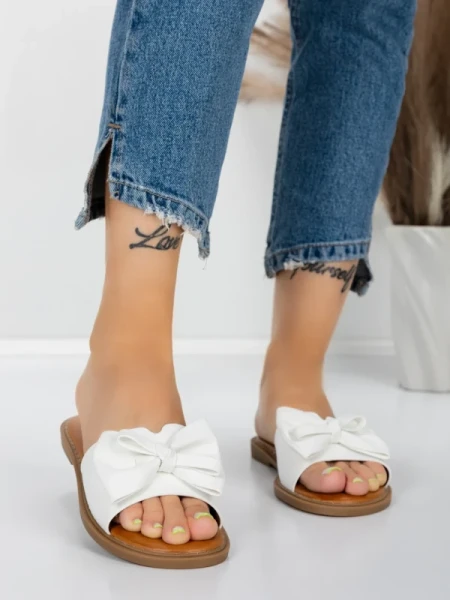 Papuci Dama cu Talpa Joasa 5PT9 WHITE | MEI