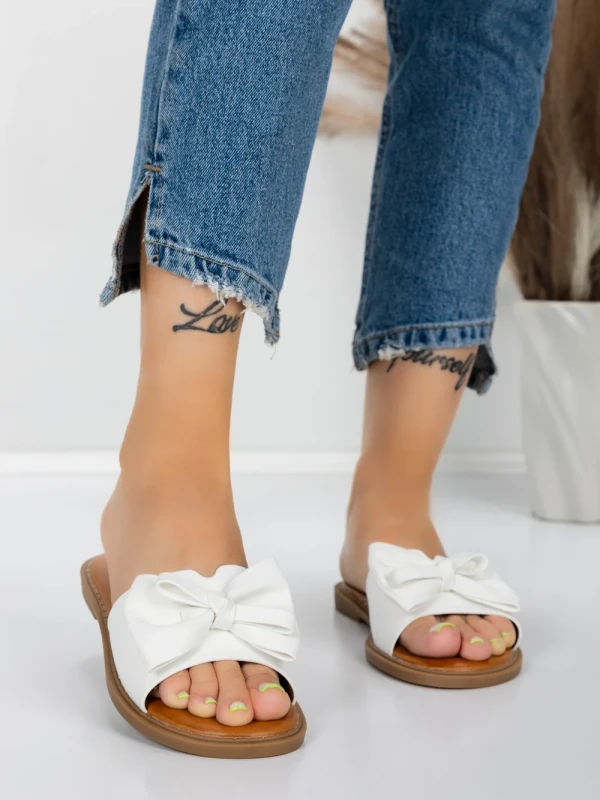 Papuci Dama cu Talpa Joasa 5PT9 WHITE | MEI