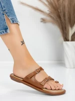 Papuci Dama cu Talpa Joasa J588-5 BROWN | MEI