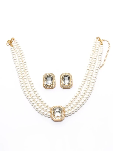 Set Colier + Cercei CLR011 ALB | MEI