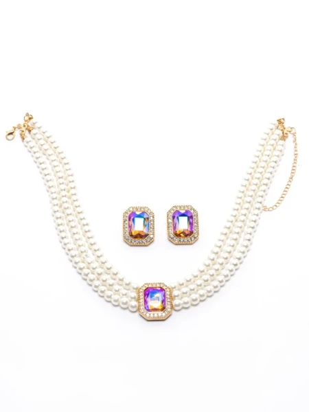 Set Colier + Cercei CLR011 ROZ | MEI