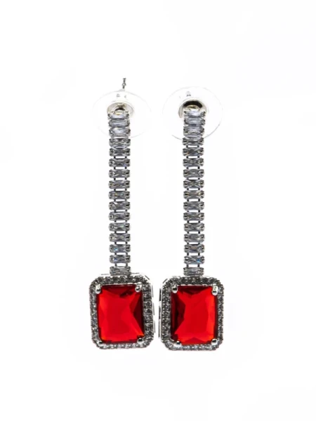 Set Colier + Cercei CLR016 ARGINTIU-ROSU | MEI