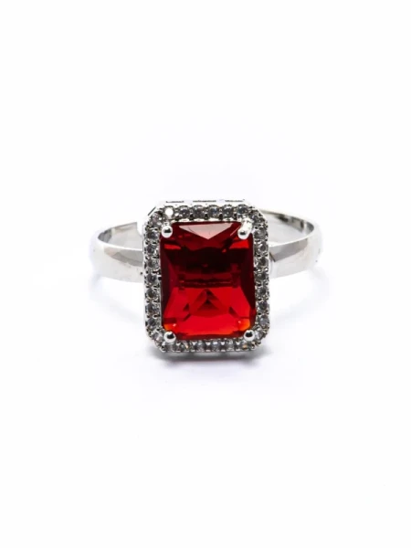 Set Colier + Cercei CLR016 ARGINTIU-ROSU | MEI