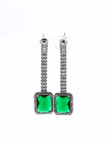 Set Colier + Cercei CLR016 ARGINTIU-VERDE | MEI