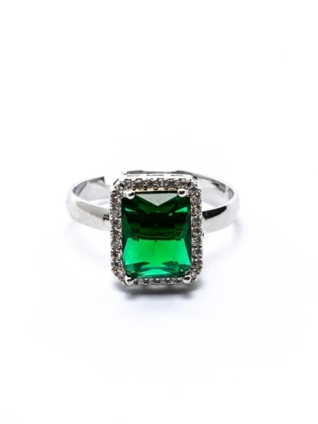 Set Colier + Cercei CLR016 ARGINTIU-VERDE | MEI