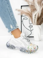 Pantofi Sport Dama cu Platforma 5WL82 WHITE | MEI