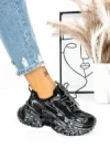 Pantofi Sport Dama cu Platforma 5WL83 BLACK-SILVER | MEI
