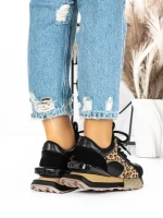 Pantofi Sport Dama din piele naturala 5SZ11 BLACK | PANTOFUL