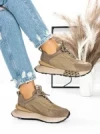 Pantofi Sport Dama din piele naturala 5SZ12 KHAKI | PANTOFUL