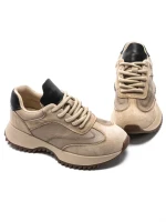 Pantofi Sport Dama din piele naturala 1566825 CREAM-BLACK | ADVANCER