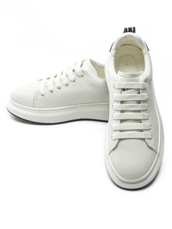 Pantofi Sport Barbati din piele naturala 51191 WHITE-BLACK | ADVANCER