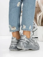 Pantofi Sport Dama cu Platforma 5WL83 SILVER | MEI