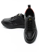 Pantofi Sport Barbati din piele naturala 302 BLACK-RED | ADVANCER