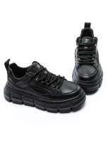 Pantofi Sport Barbati din piele naturala 88220 BLACK | ADVANCER