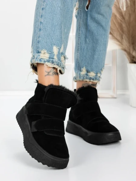 Ghete Dama din piele naturala 5SZ6 BLACK | PANTOFUL