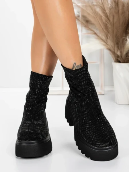 Ghete Dama cu Platforma 5WL77 ALL BLACK | MEI