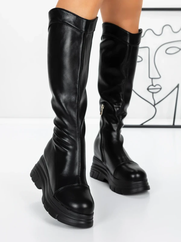 Cizme Dama cu Platforma 58WL13 BLACK | MEI