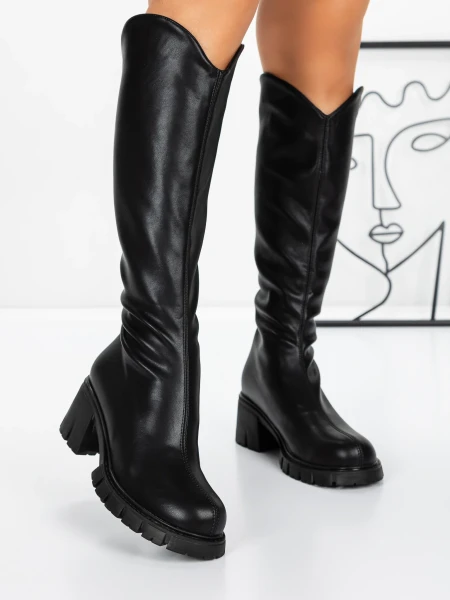 Női csizma alacsony talppal 3WL15 Fekete » MeiMall.hu