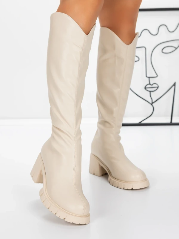 Női csizma alacsony talppal 3WL15 Bézs » MeiMall.hu