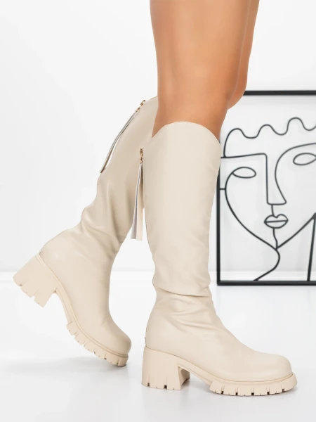 Női csizma alacsony talppal 3WL15 Bézs » MeiMall.hu