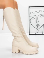 Női csizma alacsony talppal 3WL15 Bézs » MeiMall.hu