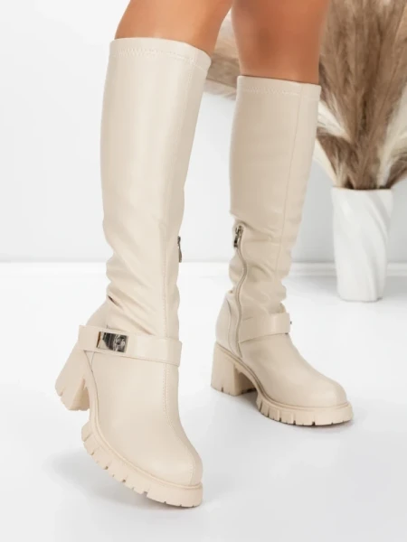 Cizme Dama cu Toc 57WL7 BEIGE | MEI
