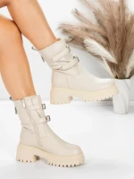 Ghete Dama cu Platforma 5W80 BEIGE | MEI