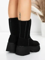 Ghete Dama din piele naturala 5W71 BLACK | PANTOFUL