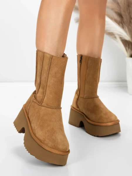 Ghete Dama din piele naturala 5W71 YELLOW | PANTOFUL