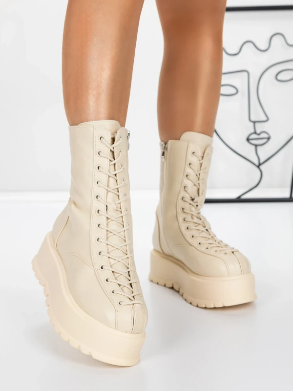 Női platform bakancs 3AL77 Bézs | Mei » MeiMall.hu