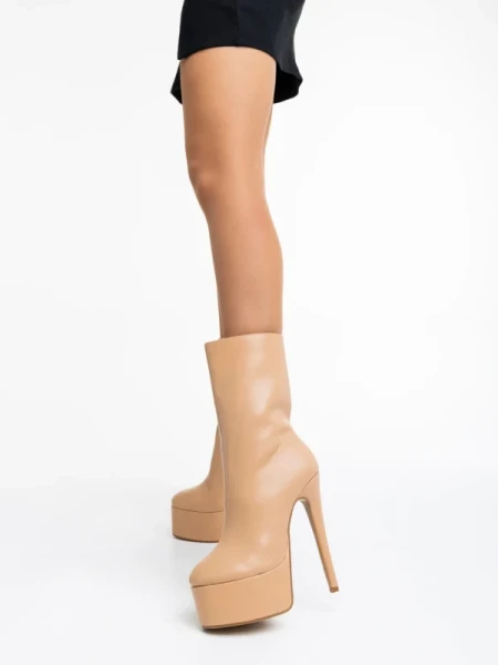 Yoana bézs, női bokacsizma ökológiai bőrből