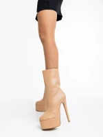 Yoana bézs, női bokacsizma ökológiai bőrből